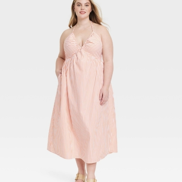 Striped Orange and White Sundress Xxl - Picture 3 of 4